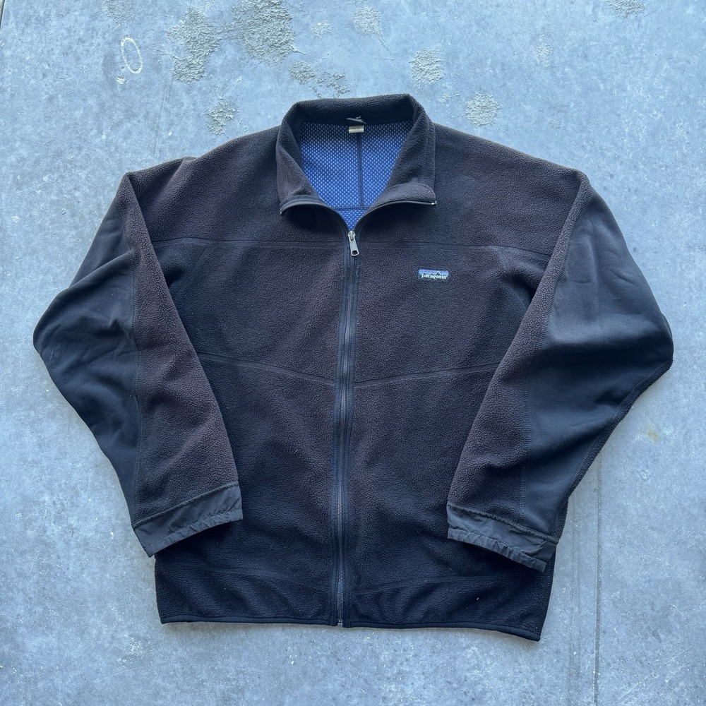 Vintage Patagonia Jacket Size L PEF Partial Eclipse Black Fleece Zip USA 23091